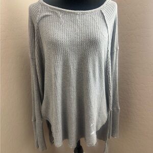Free people Gray Long Sleeve Knit Top